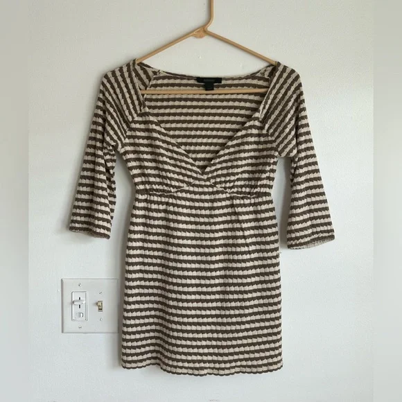 SALE Vintage Babydoll Sweater Top Early 2000’s Striped V-Neck Y2K Express Casual - Picture 2 of 6